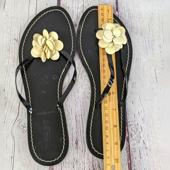 J.Crew Italian Leather Capri Posie Black Sandals - Picture 12 of 13
